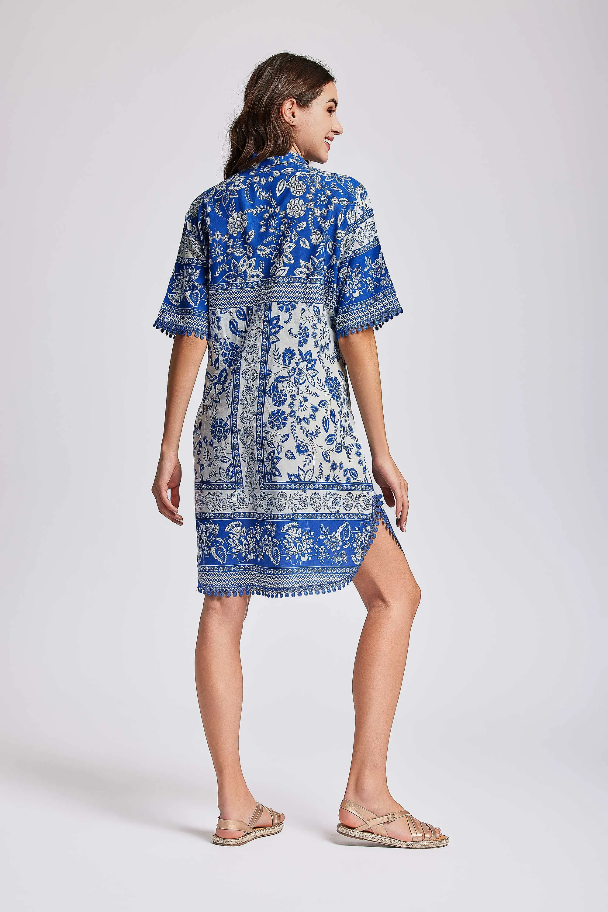 ABITO CAMICIA FLOREALE NEI TONI BLU