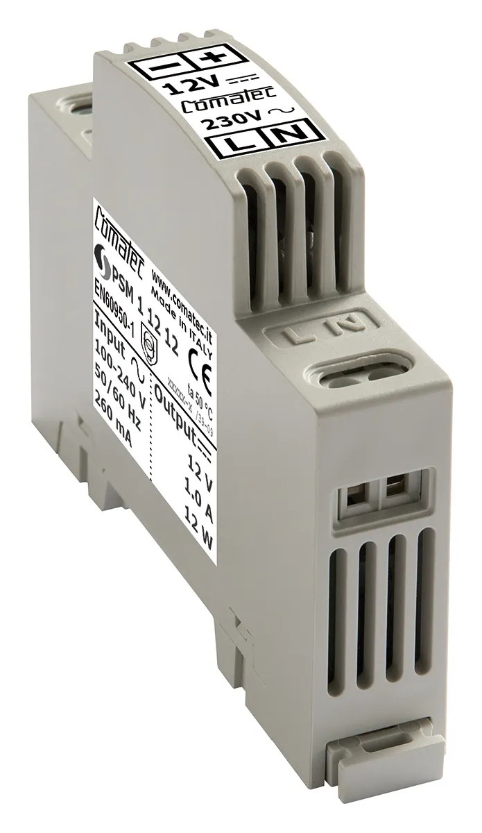 Alimentatore a montaggio su guida DIN Comatec, 12V cc, 1A, 90 → 260V ca, 12W