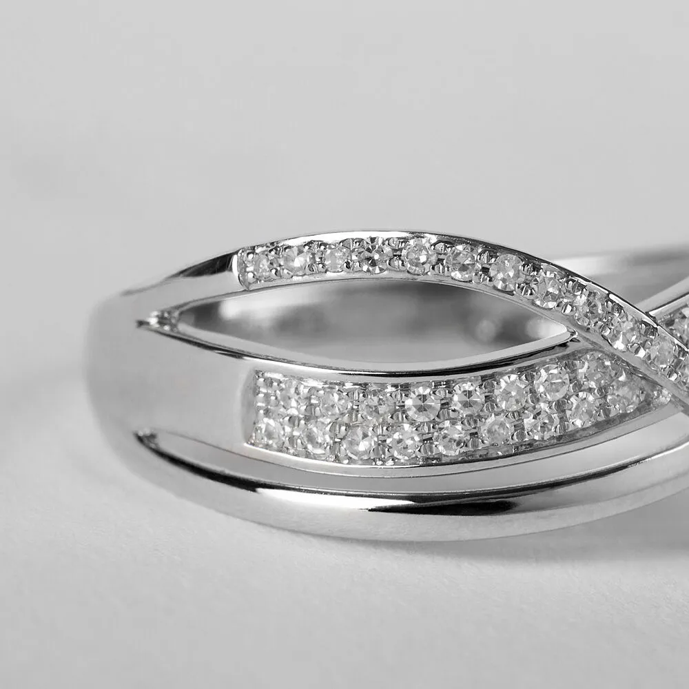 Anello Fascia Sophia Oro Bianco 375/1000 Diamante Bianco 0,18 ct 1418766