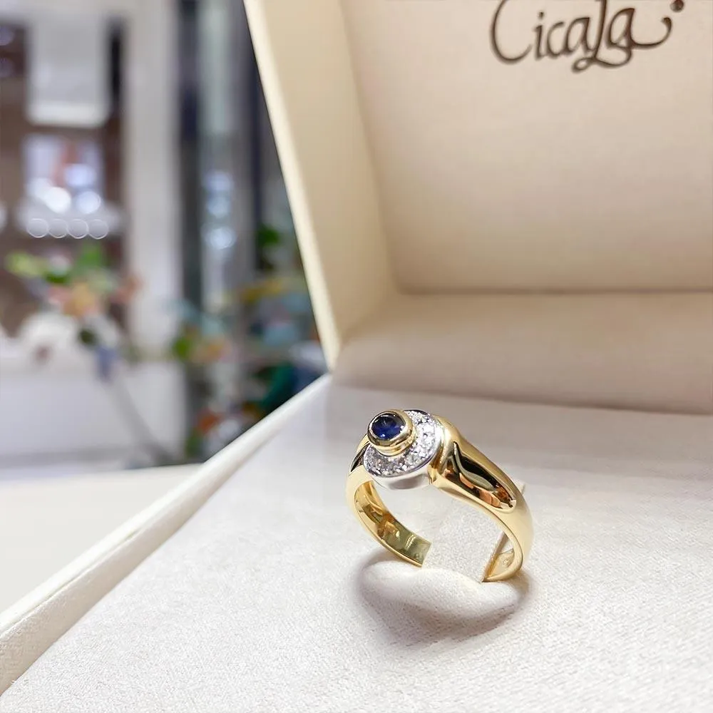 Anello Giorgio Visconti oro zaffiro blu 0,38ct diamanti 0,08ct