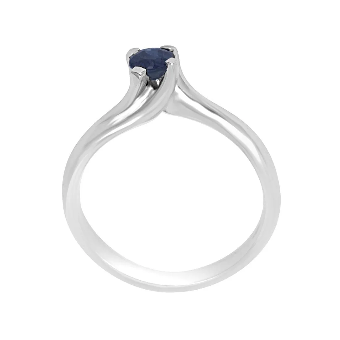 Anello in oro bianco con zaffiro 0.42 ct, misura 14