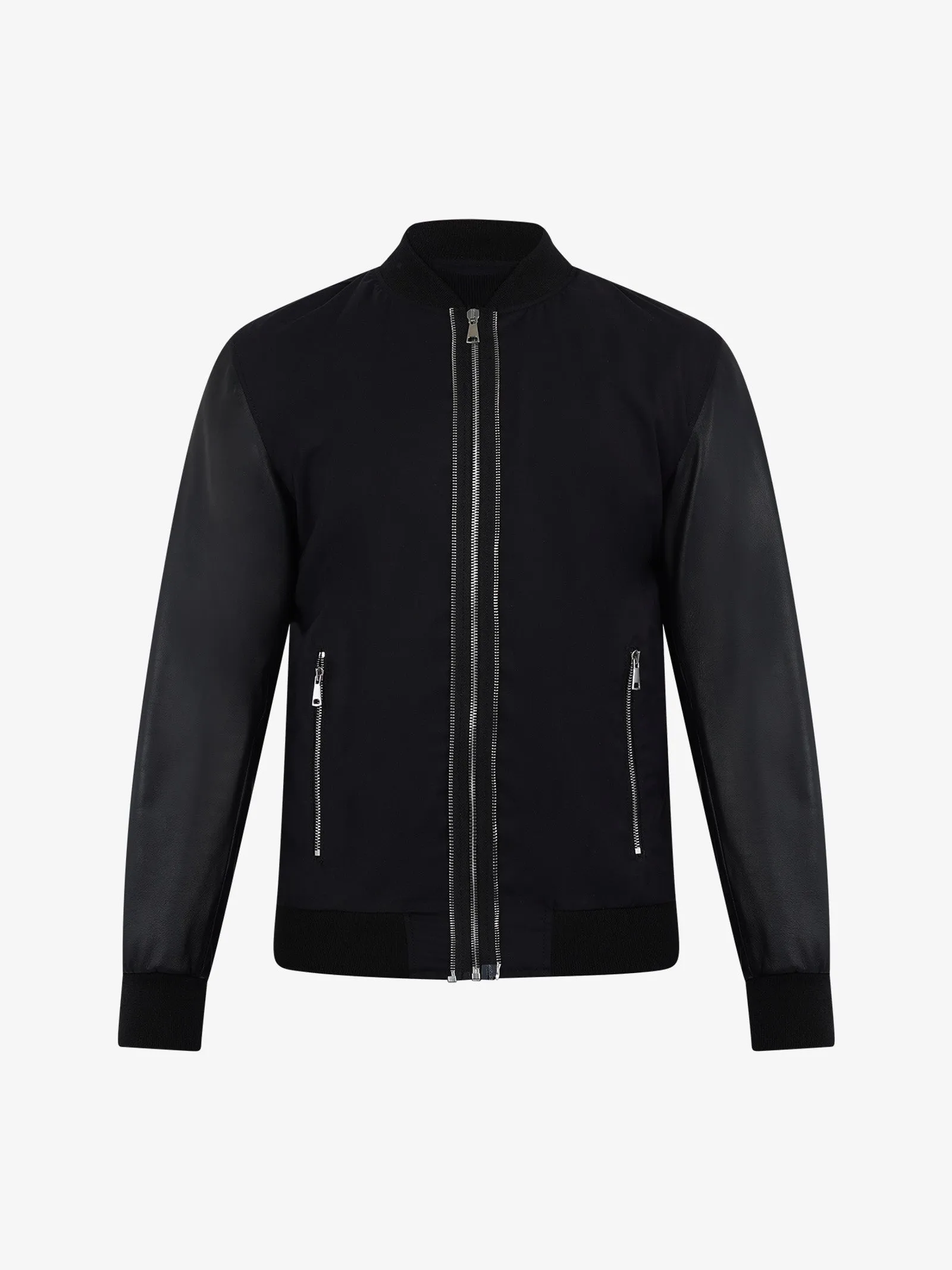 Bomber doppia zip uomo tessuto nero