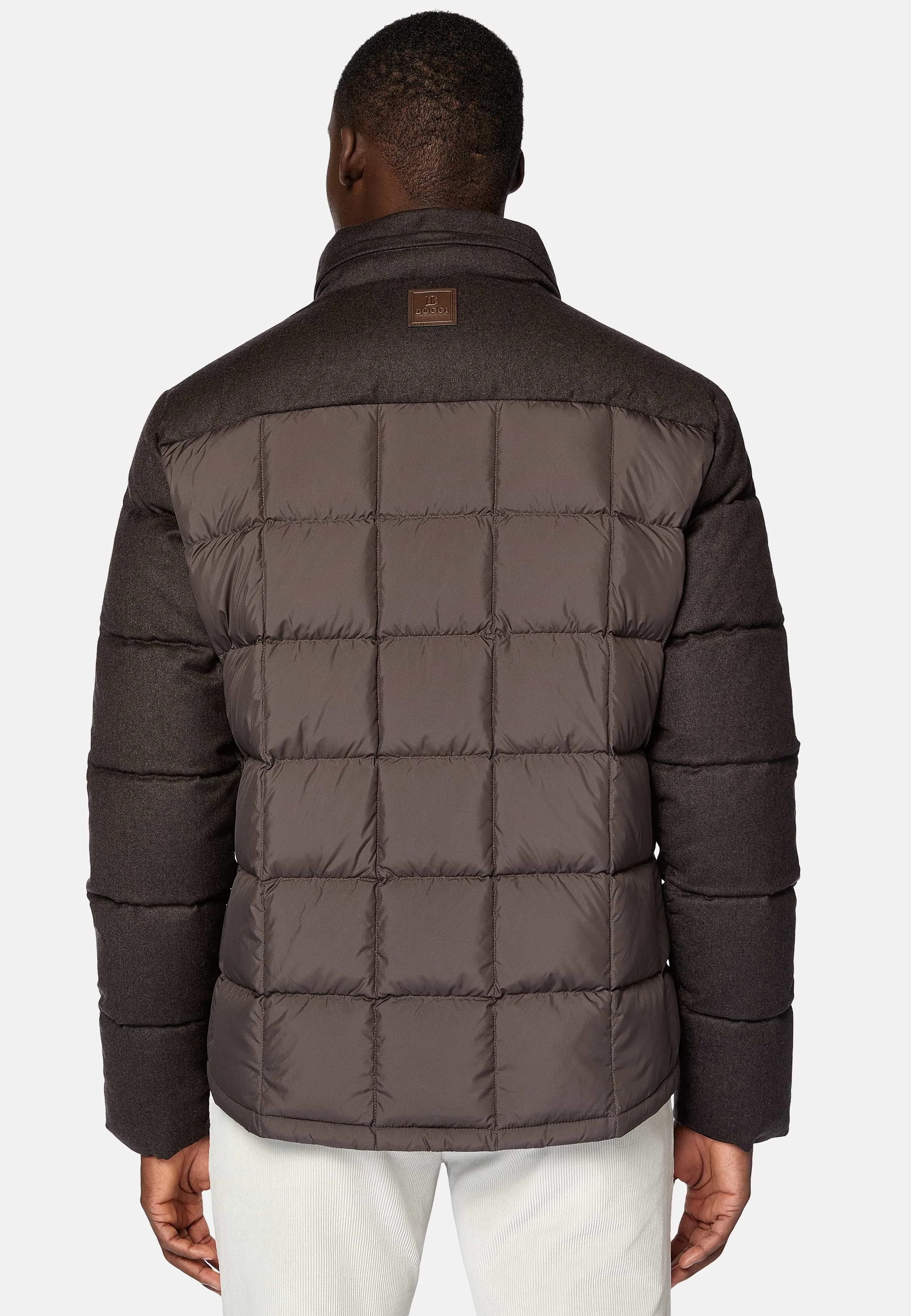Bomber Flyn In Flanella e Tessuto Tech In Piuma