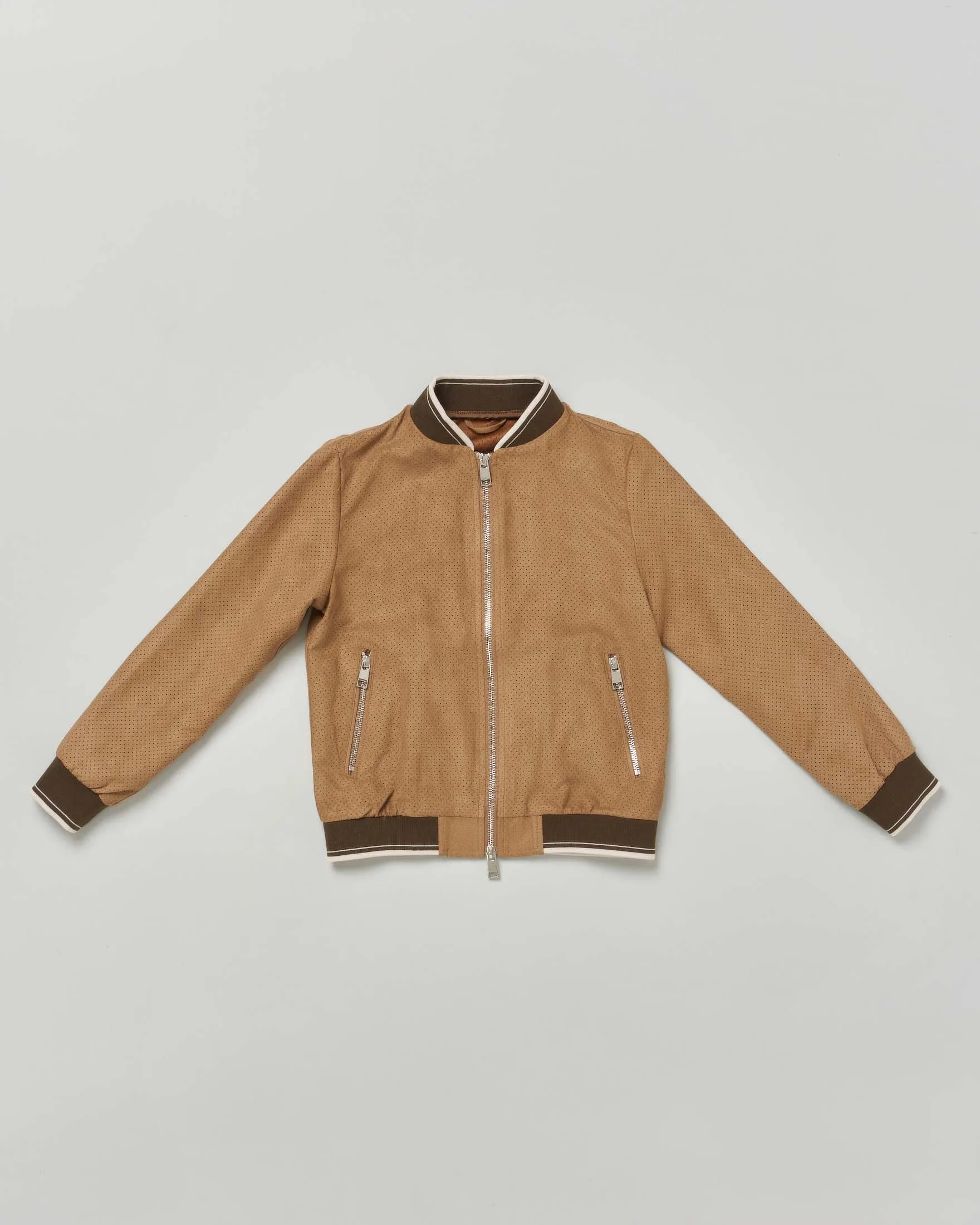 Bomber marrone in similpelle scamosciata traforata M-2XL