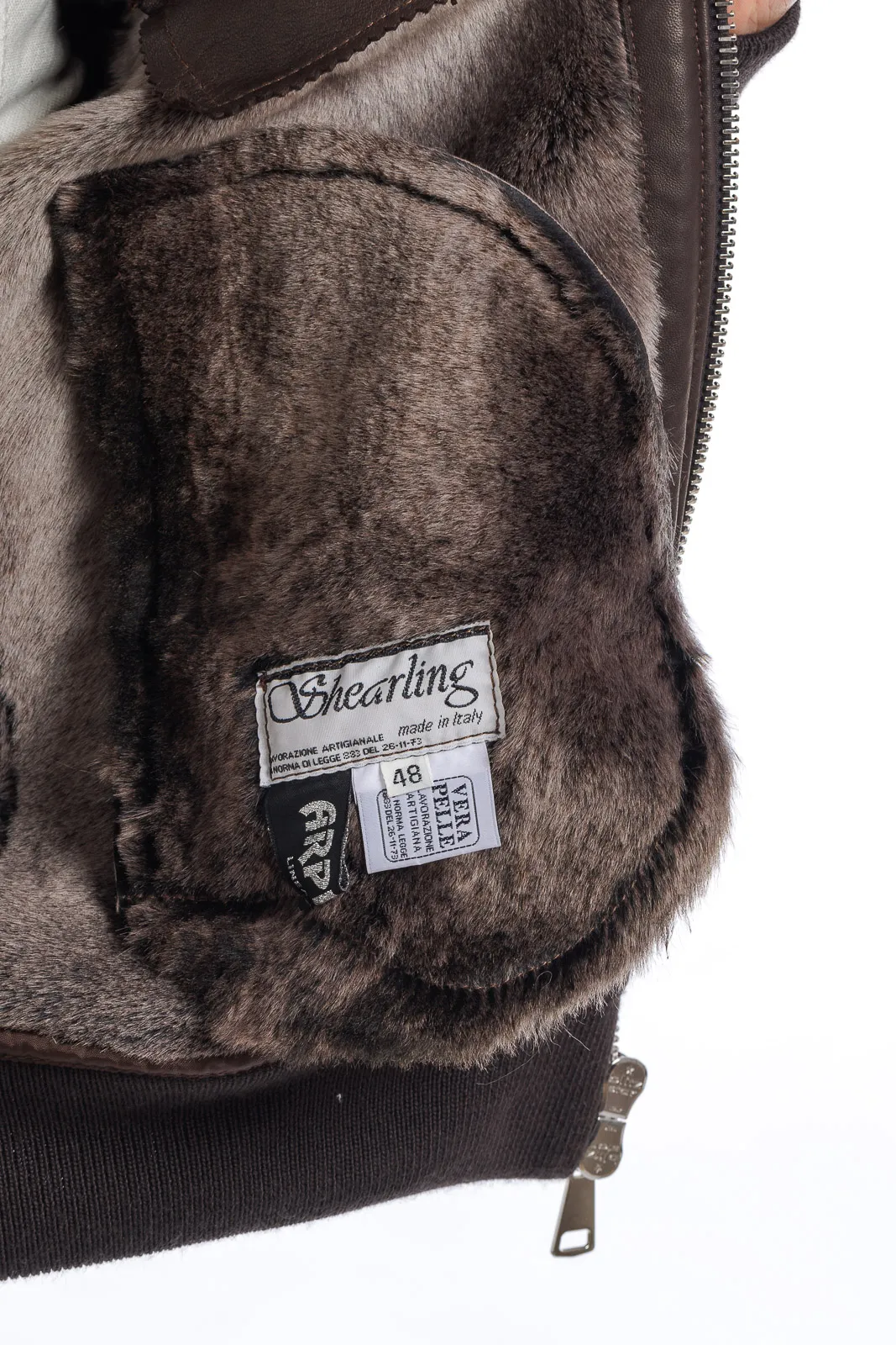 Bomber montone shearling uomo testa di moro con pelo brisee