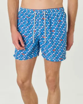 Boxer mare blu in fantasia pesciolini azzurri e arancio