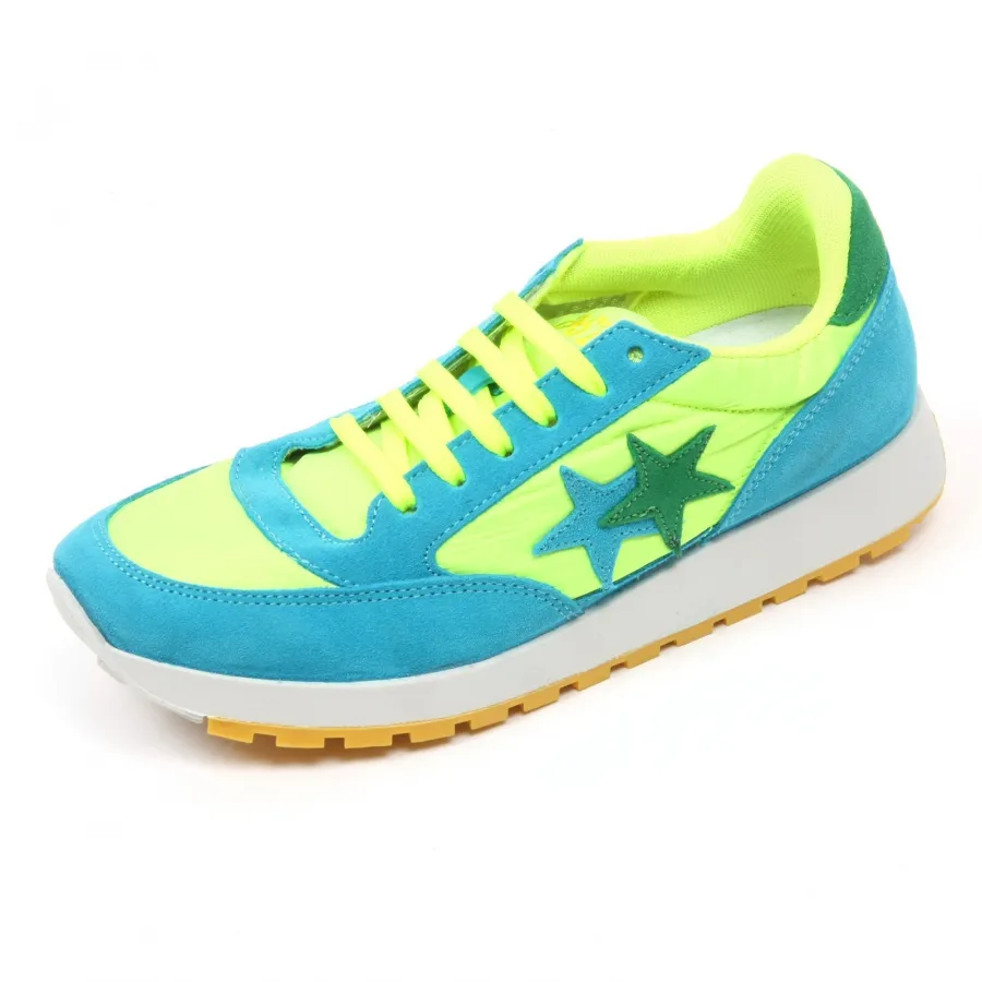 C3994 sneaker uomo 2STAR scarpa verde fluo/cobalto shoe man
