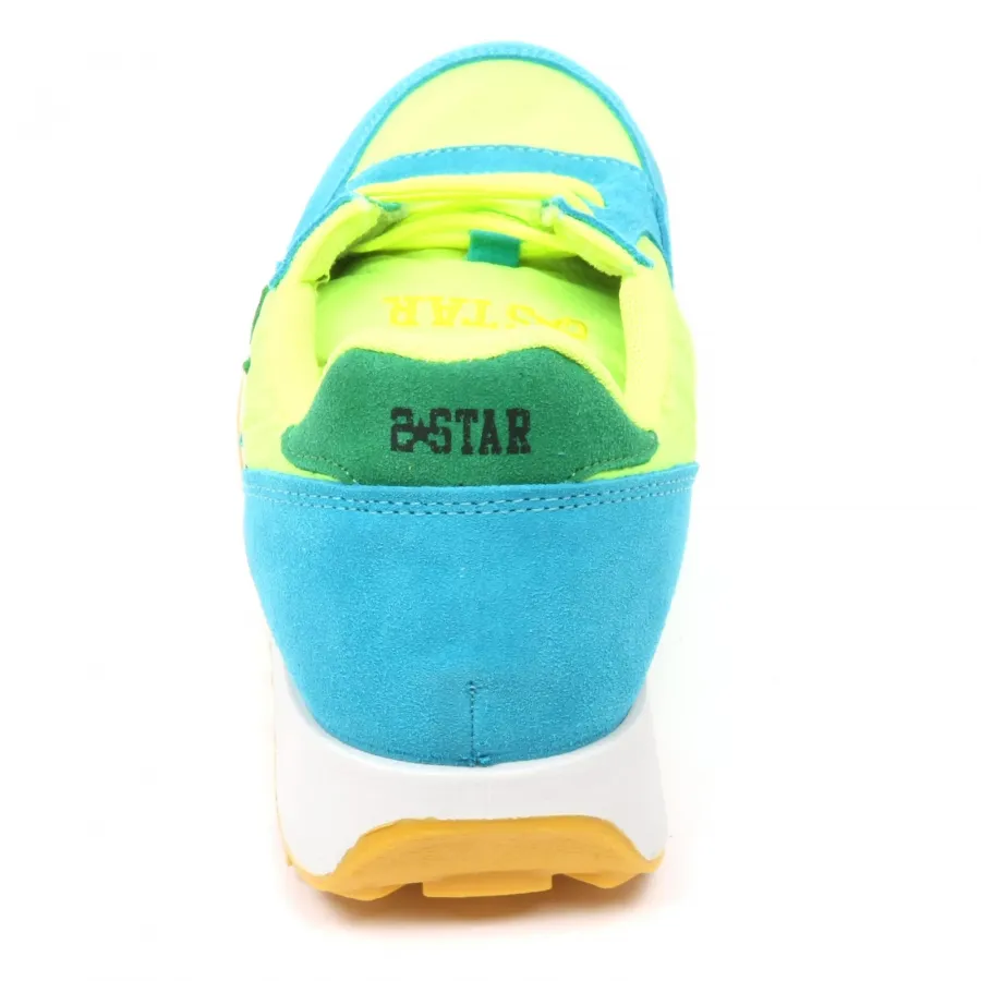 C3994 sneaker uomo 2STAR scarpa verde fluo/cobalto shoe man
