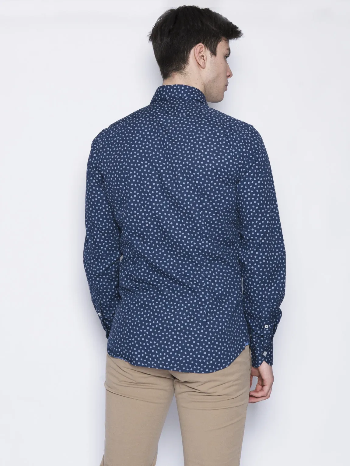 Camicia con Micro Fantasia Blu