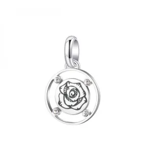Charm Donna Gioielli Brosway Très Jolie in acciaio 316L con incisione a forma di rosa e cristalli btjm355