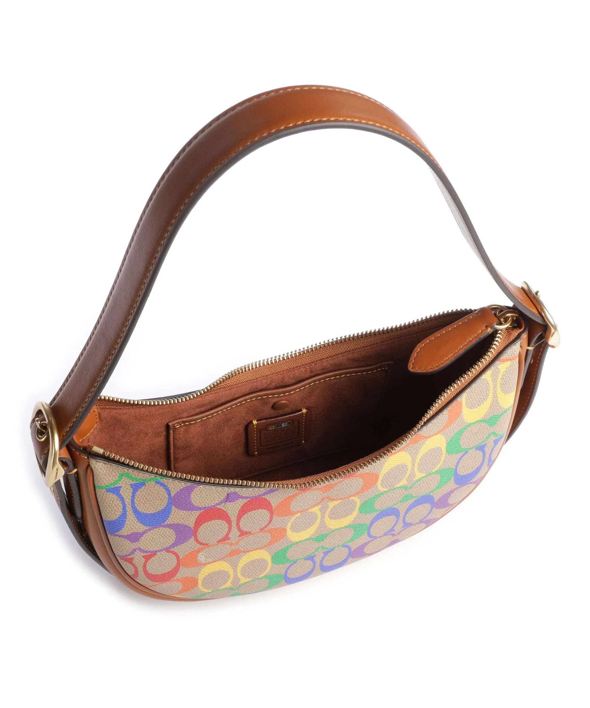  Coach Luna Borsa a spalla tela marrone  