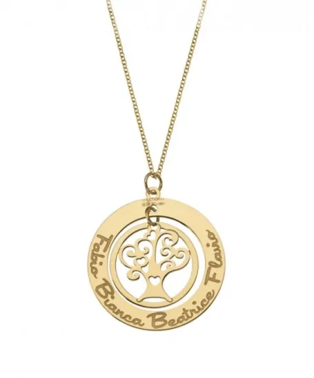 Collana My Charm collezione Family albero della vita in oro giallo e bianco 18kt personalizzabile con nome