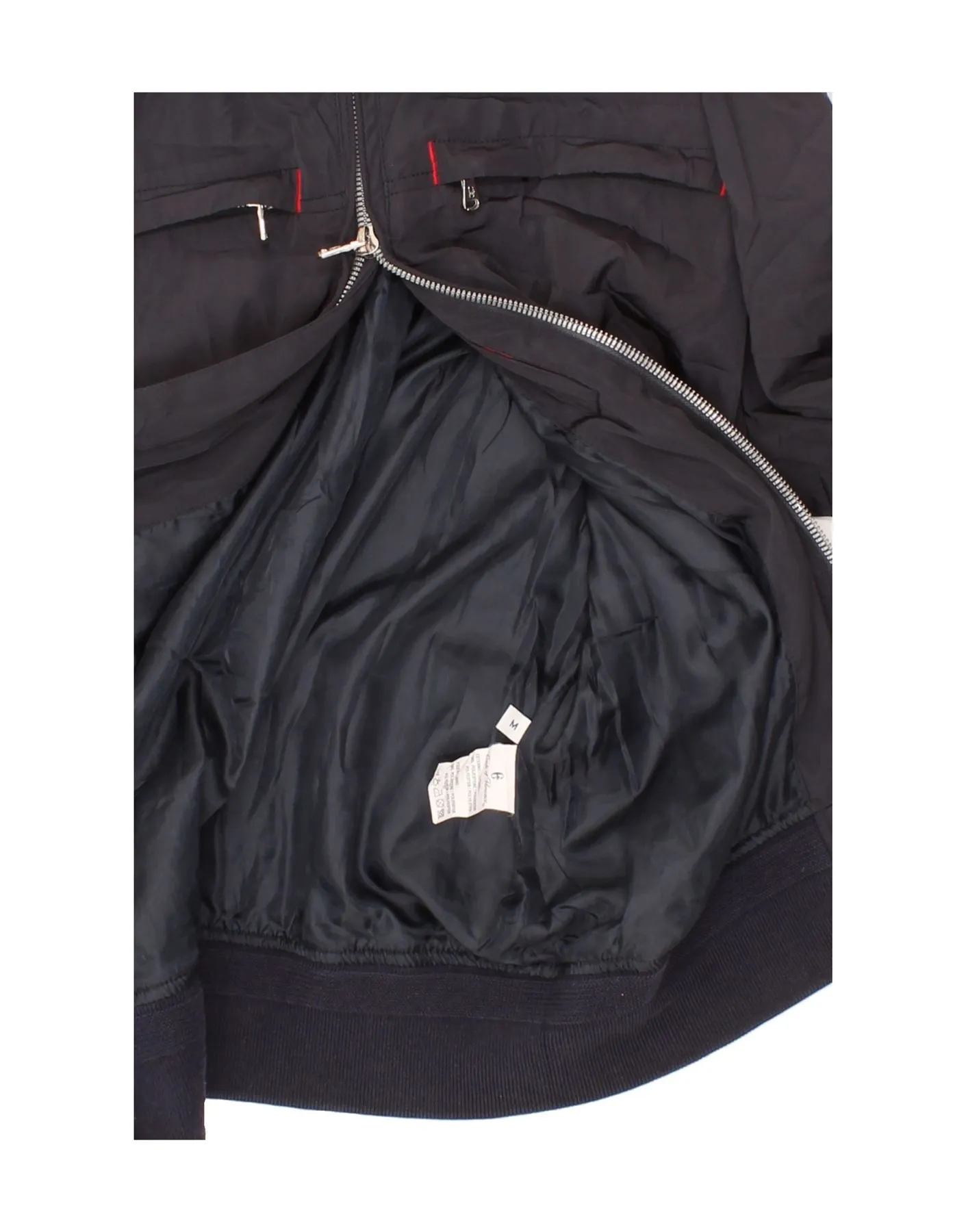 CONTE OF FLORENCE Mens Bomber Jacket UK 38 Medium Navy Blue Polyester