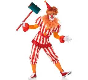 Costume da clown del circo rosso e bianco per uomo