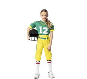 Costume verde da giocatrice di football americano per bambina
