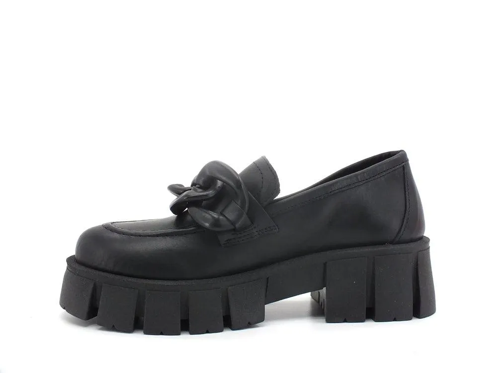 DIVINE FOLLIE Mocassino Carrarmato Catena Black DF2150