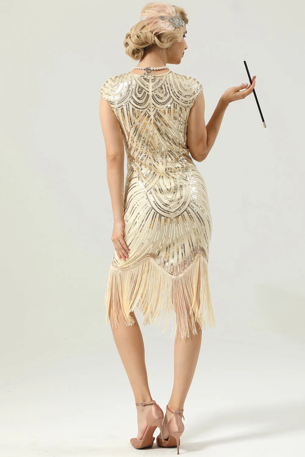 D'oro gatsby paillettes nappa abito flapper anni '20