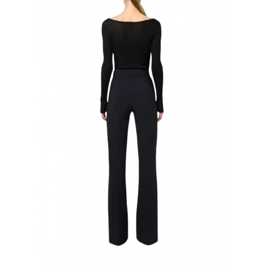 --Elisabetta Franchi Pantalone A Palazzo In Doppio Crêpe Stretch-