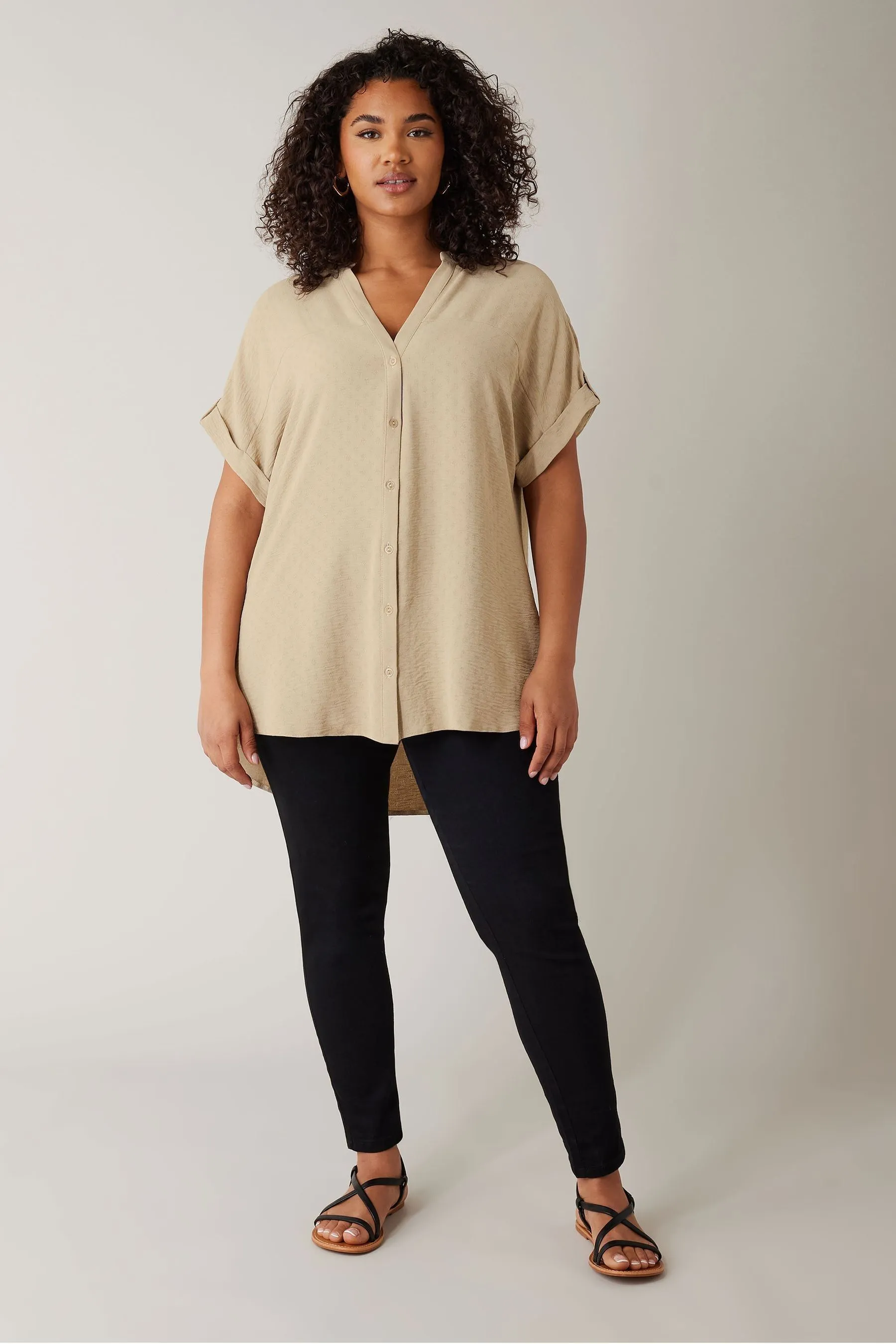 Evans Yoke Button Thru Grown On Sleeve Blouse    