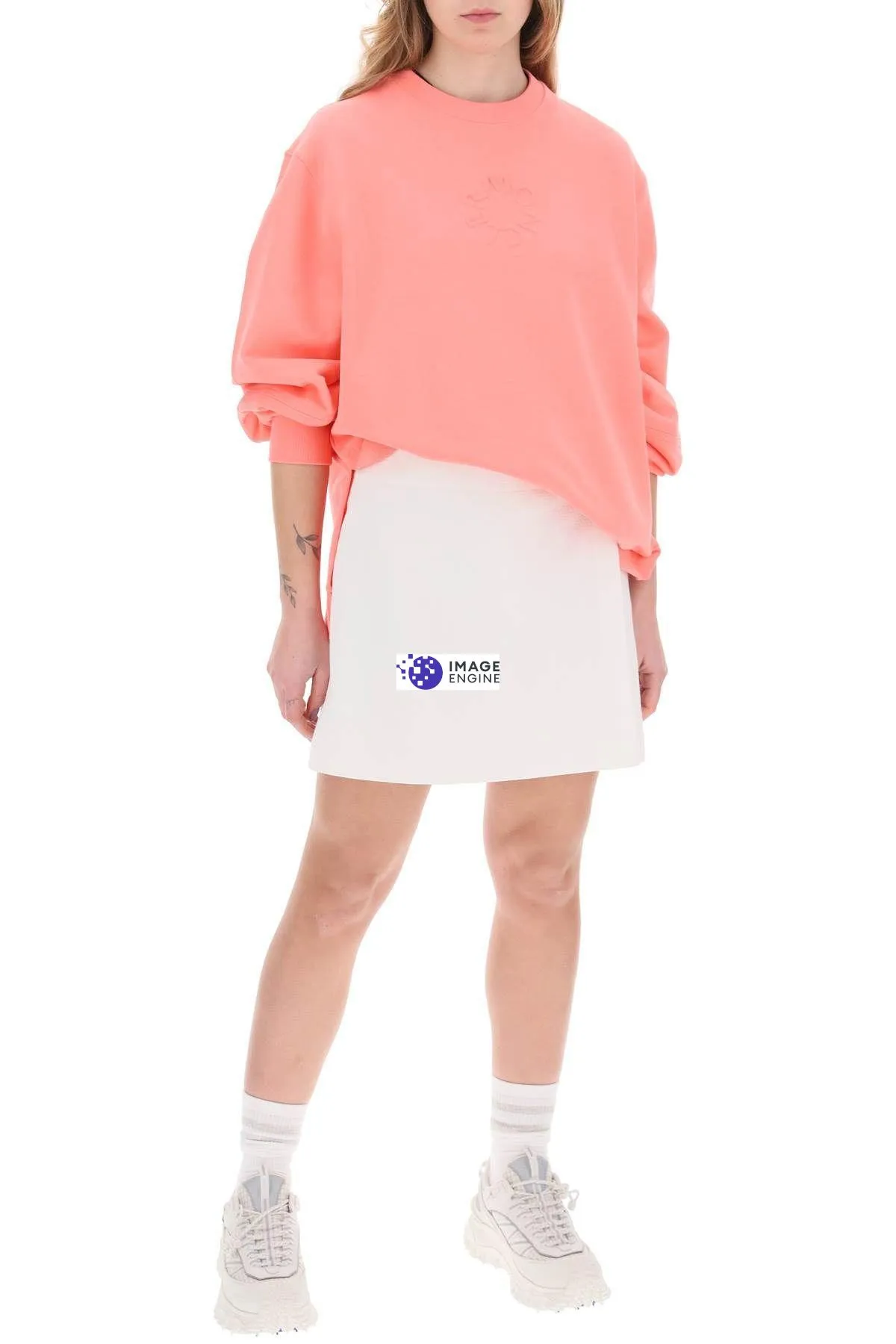 Felpa girocollo con logo goffrato