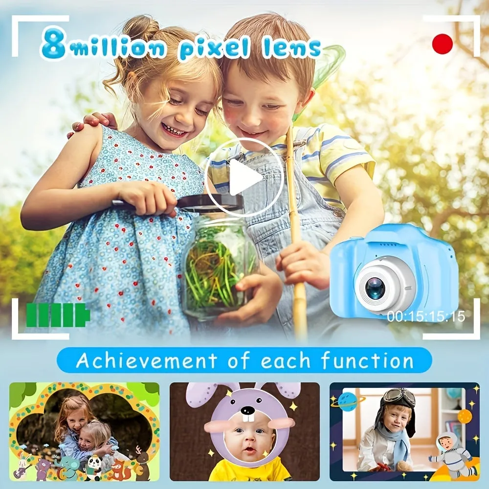Fotocamera Digitale Per Bambini 1080P, Fotocamera Ricaricabile Per Bambini Giocattolo A Colori Con Schermo Da 2 Pollici, Support