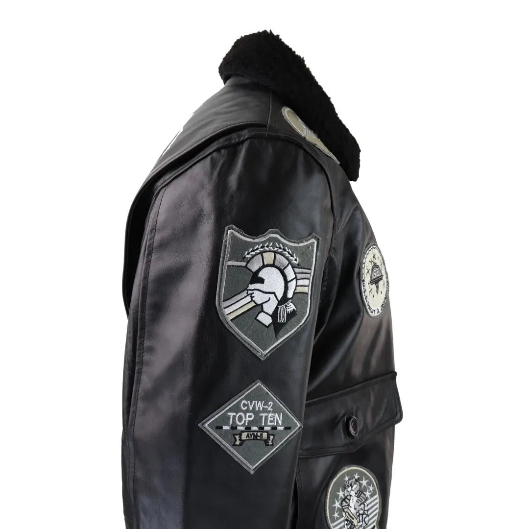 Giacca TopGun Maverick da Uomo stile Bomber con Toppe e Pelo