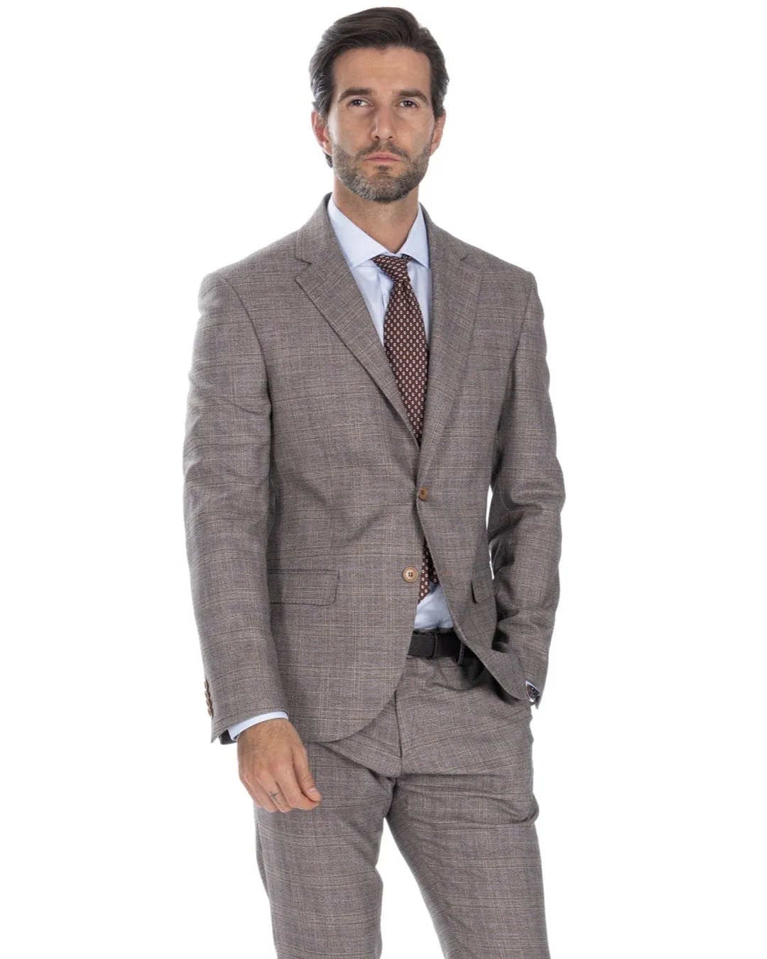 Hanoi - abito monopetto quadro beige