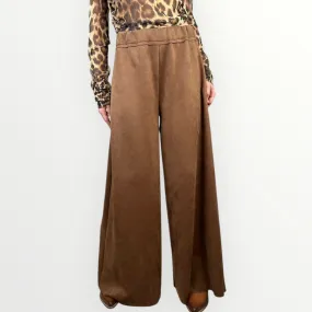 HAVEONE - PANTALONE A PALAZZO SCAMOSCIATO