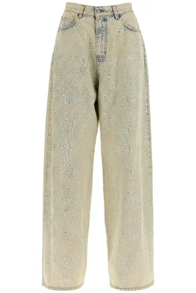 Jeans A Gamba Larga Con Strass
