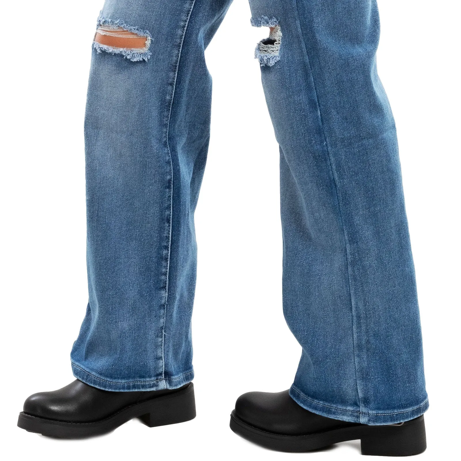 Jeans Palazzo Gamba Larga Strappati Cy-1086