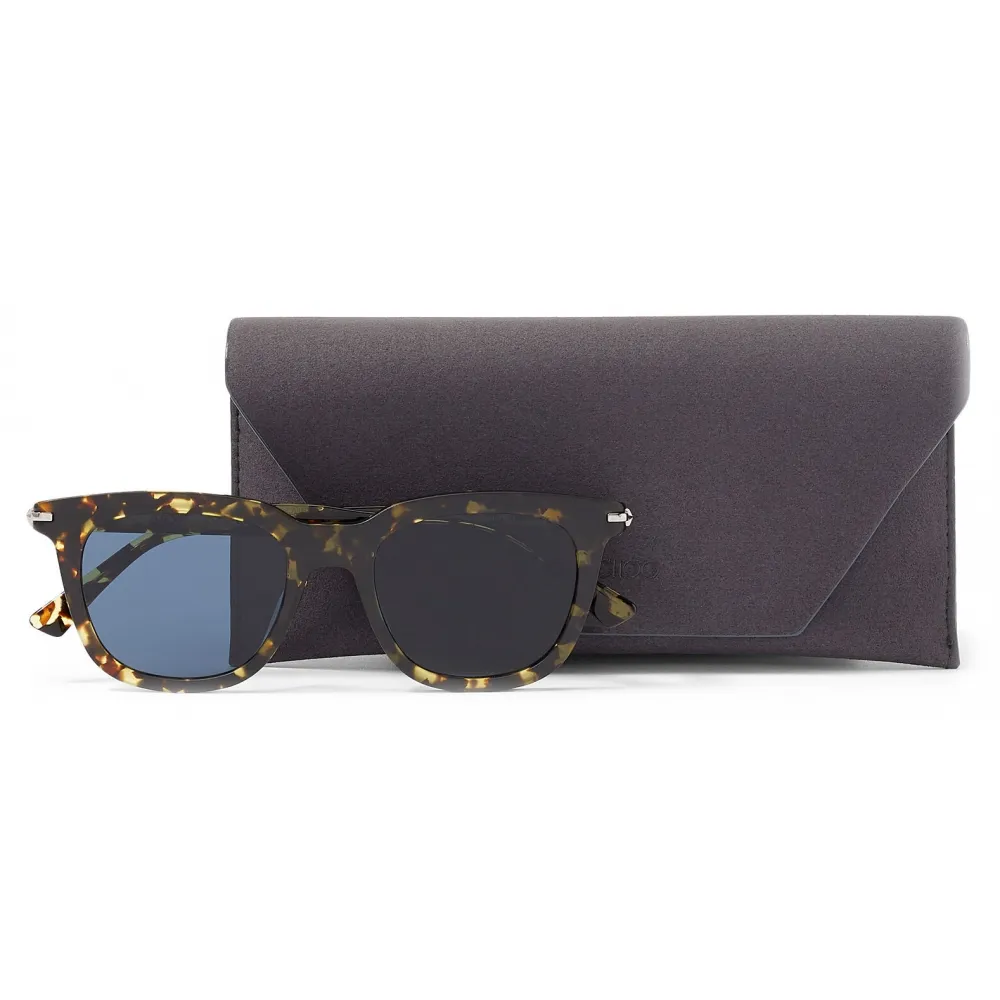 Jimmy Choo - Gad - Occhiali da Sole Quadrati in Acetato Giallo Avana con Lenti Blu - Jimmy Choo Eyewear