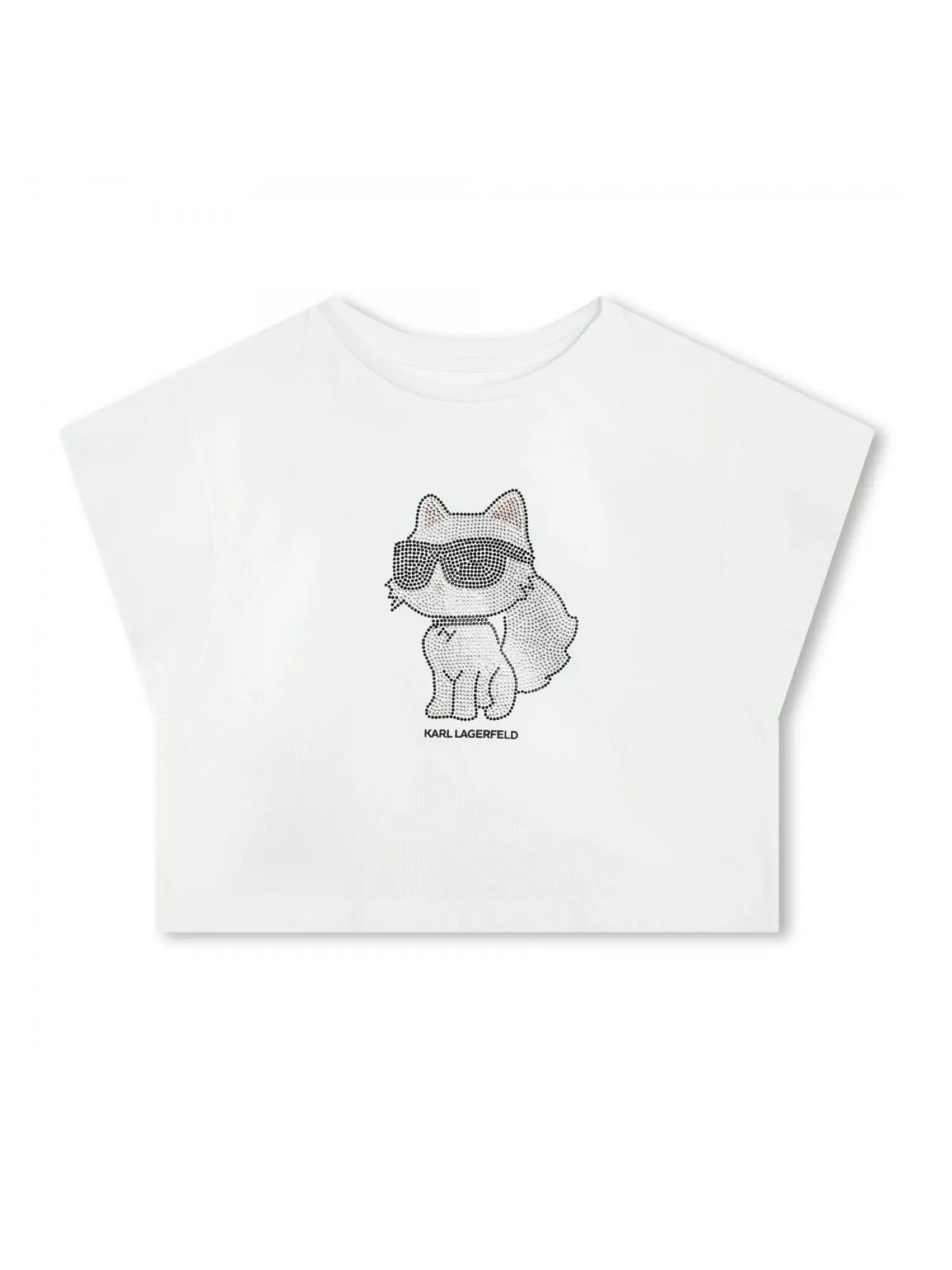 Karl Lagerfeld Kids T-shirt crop con disegno strass iconico bianco