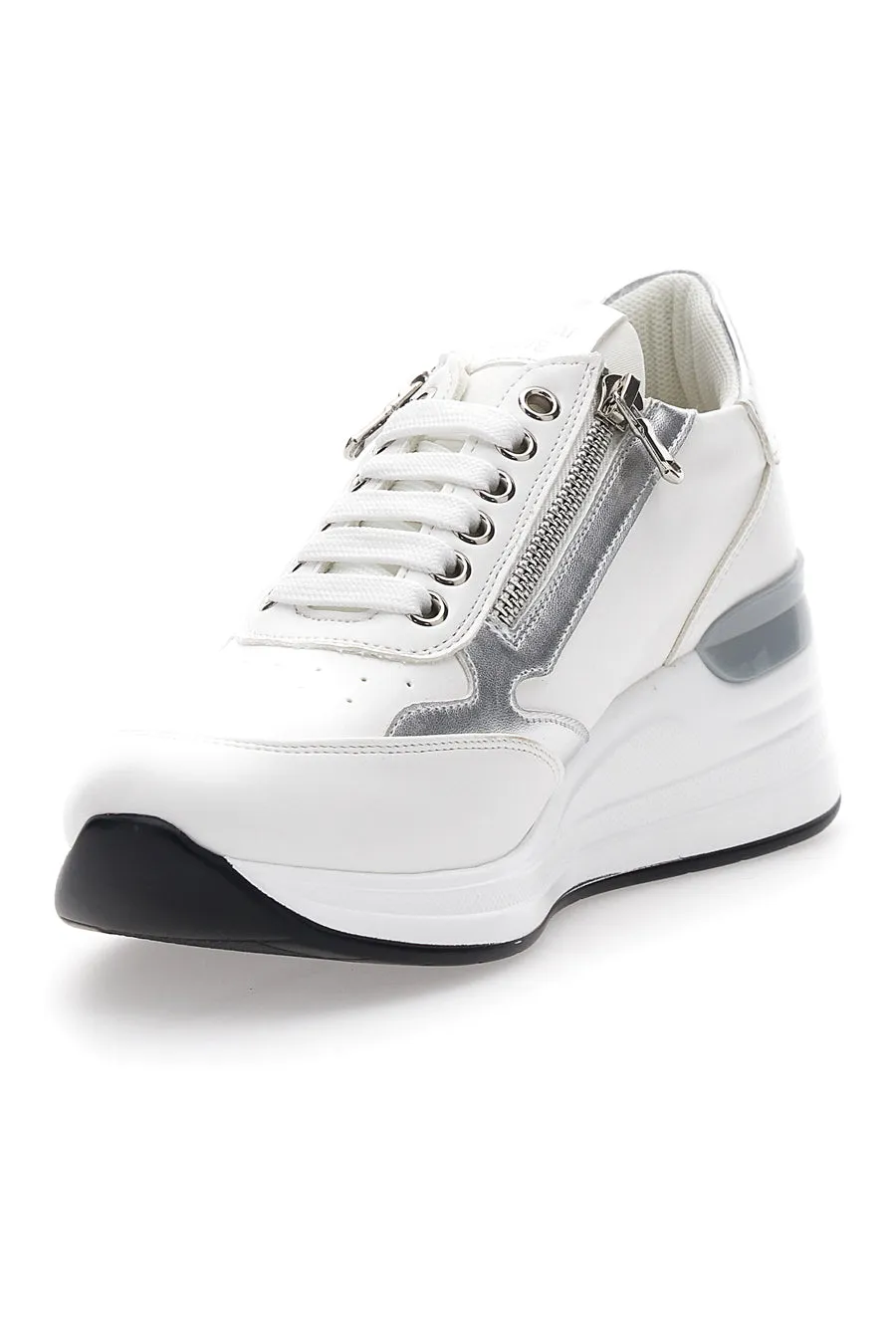   LAURA BIAGIOTTI Sneakers con Zeppa e Cerniere Bianche e Argento Laura Biagiotti 8480