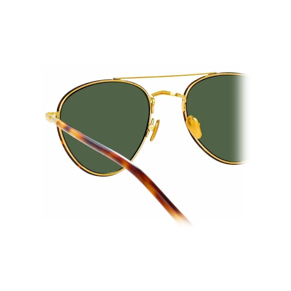 Linda Farrow - Occhiali da Sole Aviator Brodie C2 in Oro Giallo e Tartaruga - LFL954C2SUN - Linda Farrow Eyewear