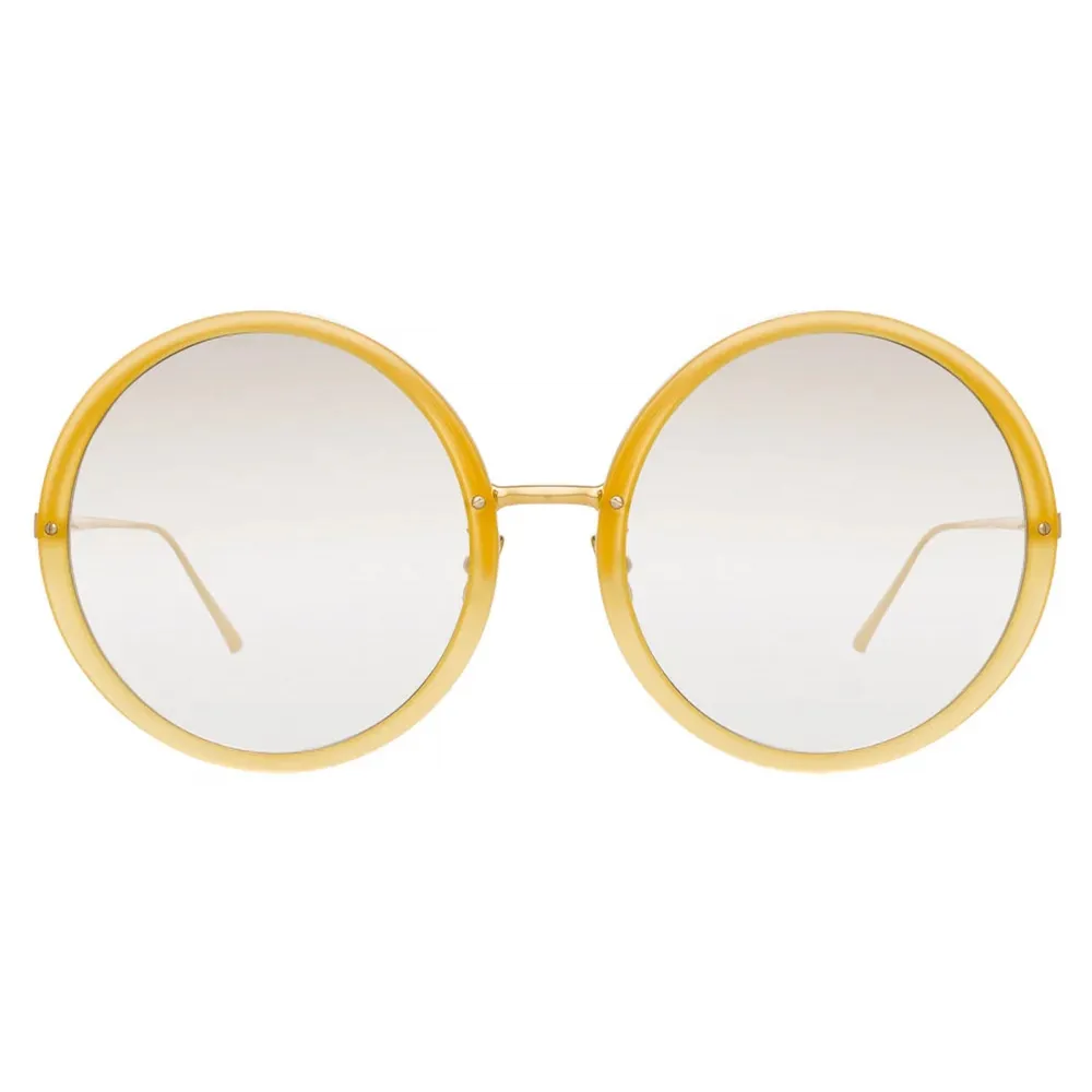 Linda Farrow - Occhiali da Sole Kew Round in Oro Giallo - LFL457C33SUN - Linda Farrow Eyewear