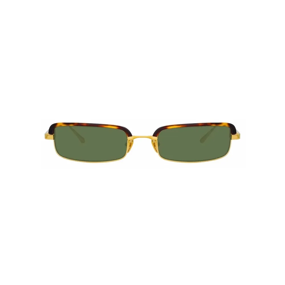 Linda Farrow - Occhiali da Sole Rettangolari Leona C2 in Oro Giallo e Tartaruga - LFL968C2SUN - Linda Farrow Eyewear