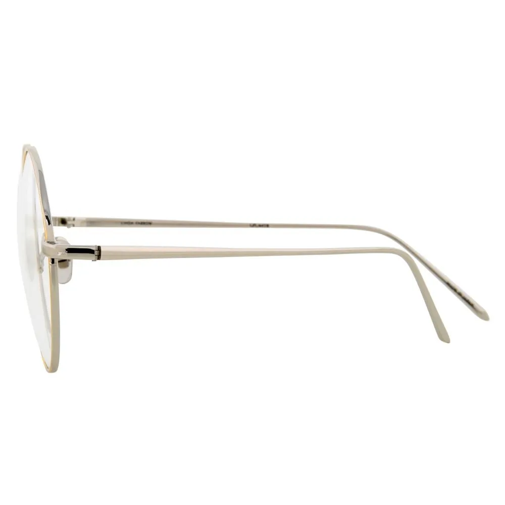 Linda Farrow - Occhiali da Vista Rotondi 647 C8 - Oro Bianco con Bordo in Oro Giallo - Linda Farrow Eyewear