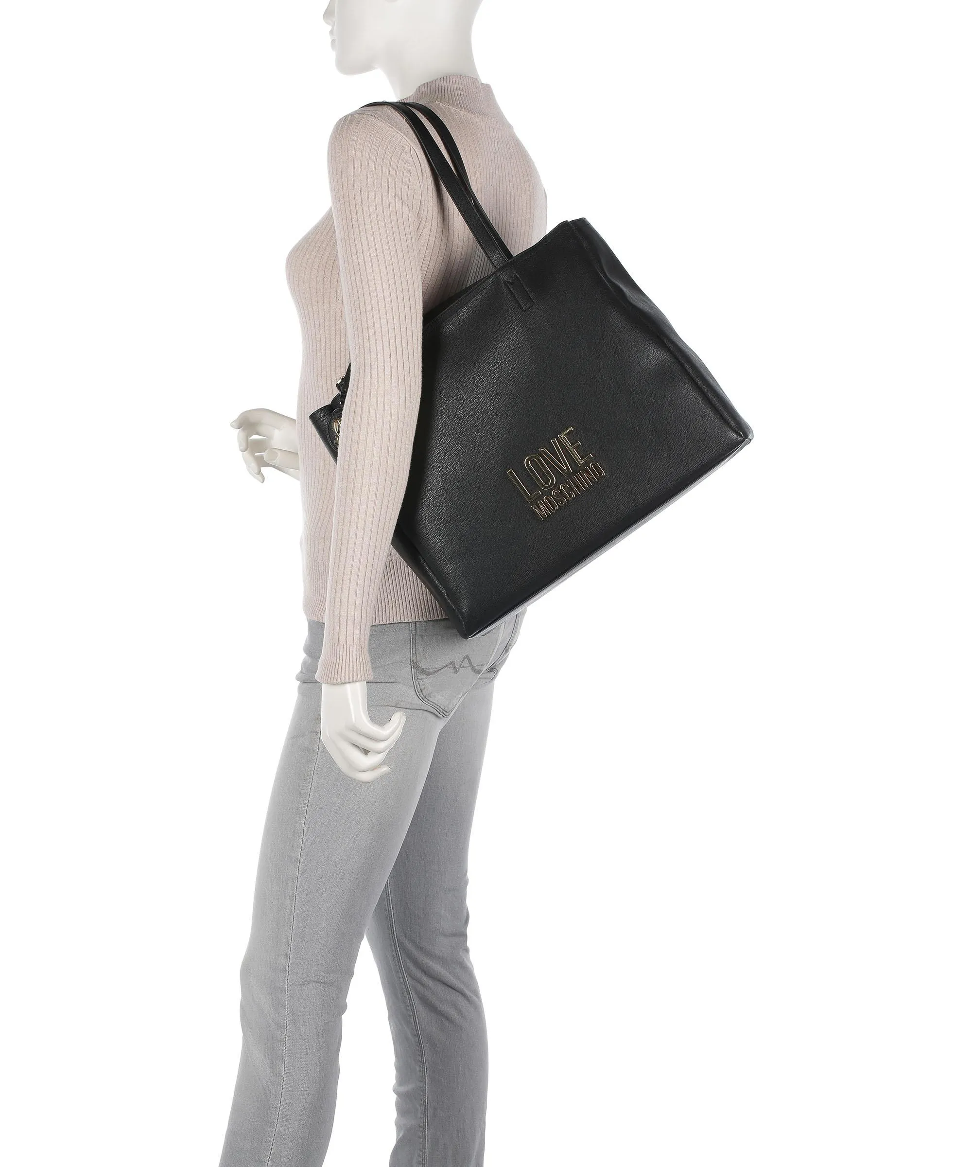  Love Moschino Love Lettering Borsa shopper pelle sintetica nero  