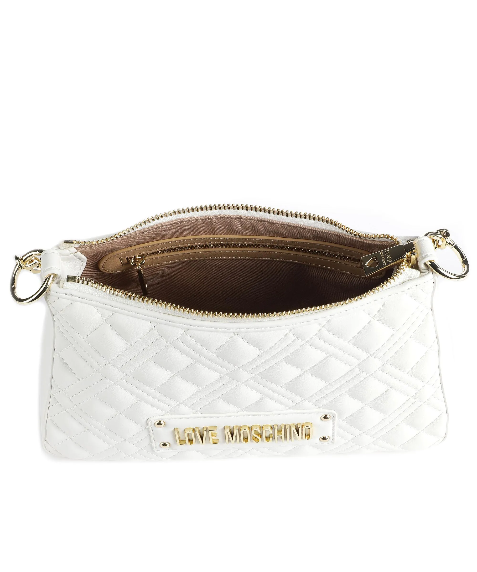  Love Moschino Quilted Borsa a spalla pelle sintetica bianco  