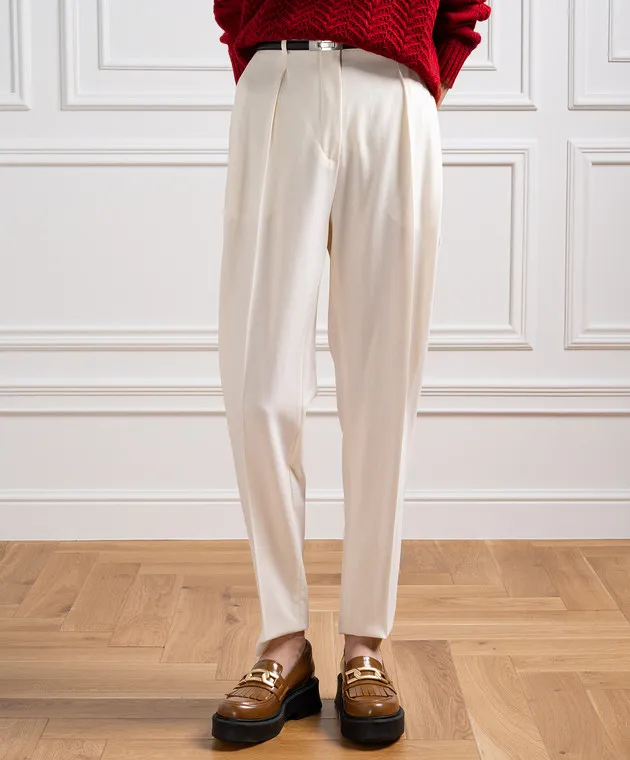 Max Mara Pantaloni Briose in lana bianca BRIOSE