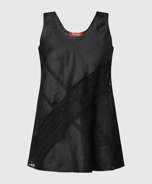 Max Mara Top EBRIDI nero con pizzo EBRIDI