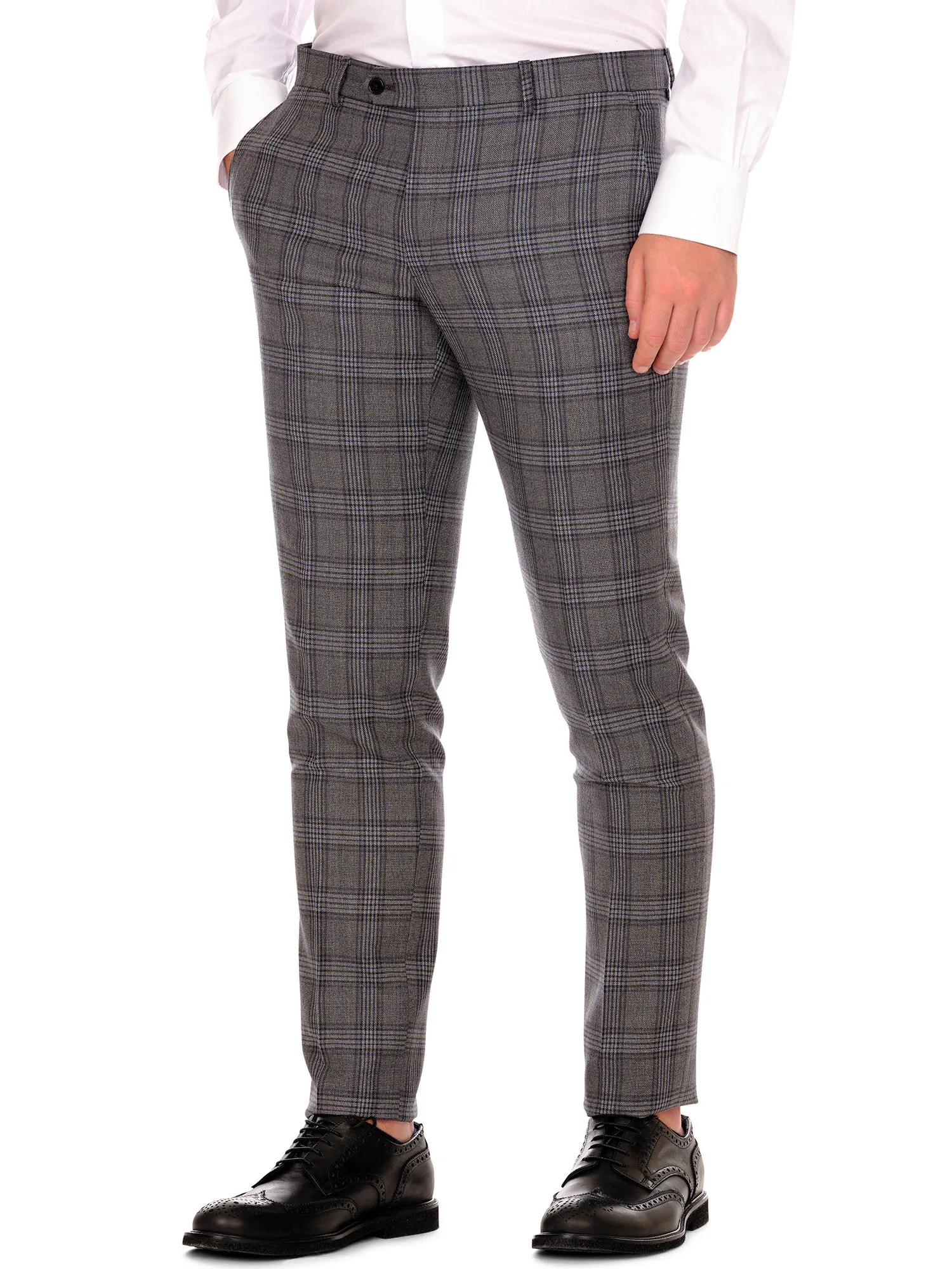 Men's Trousers Gray Glen Check Wool