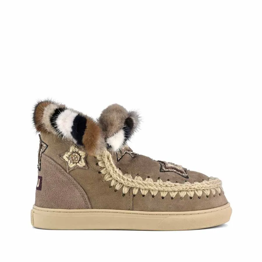Mou eskimo sneaker star patches & mink fur trim ELGRY