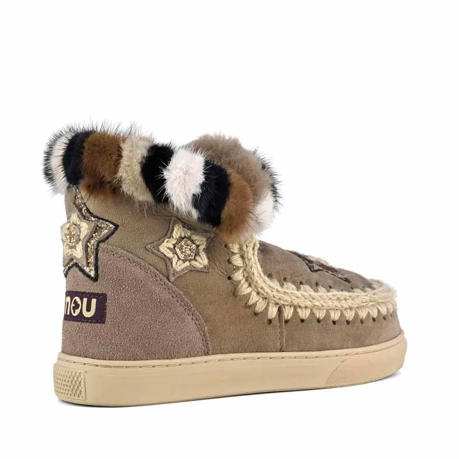 Mou eskimo sneaker star patches & mink fur trim ELGRY
