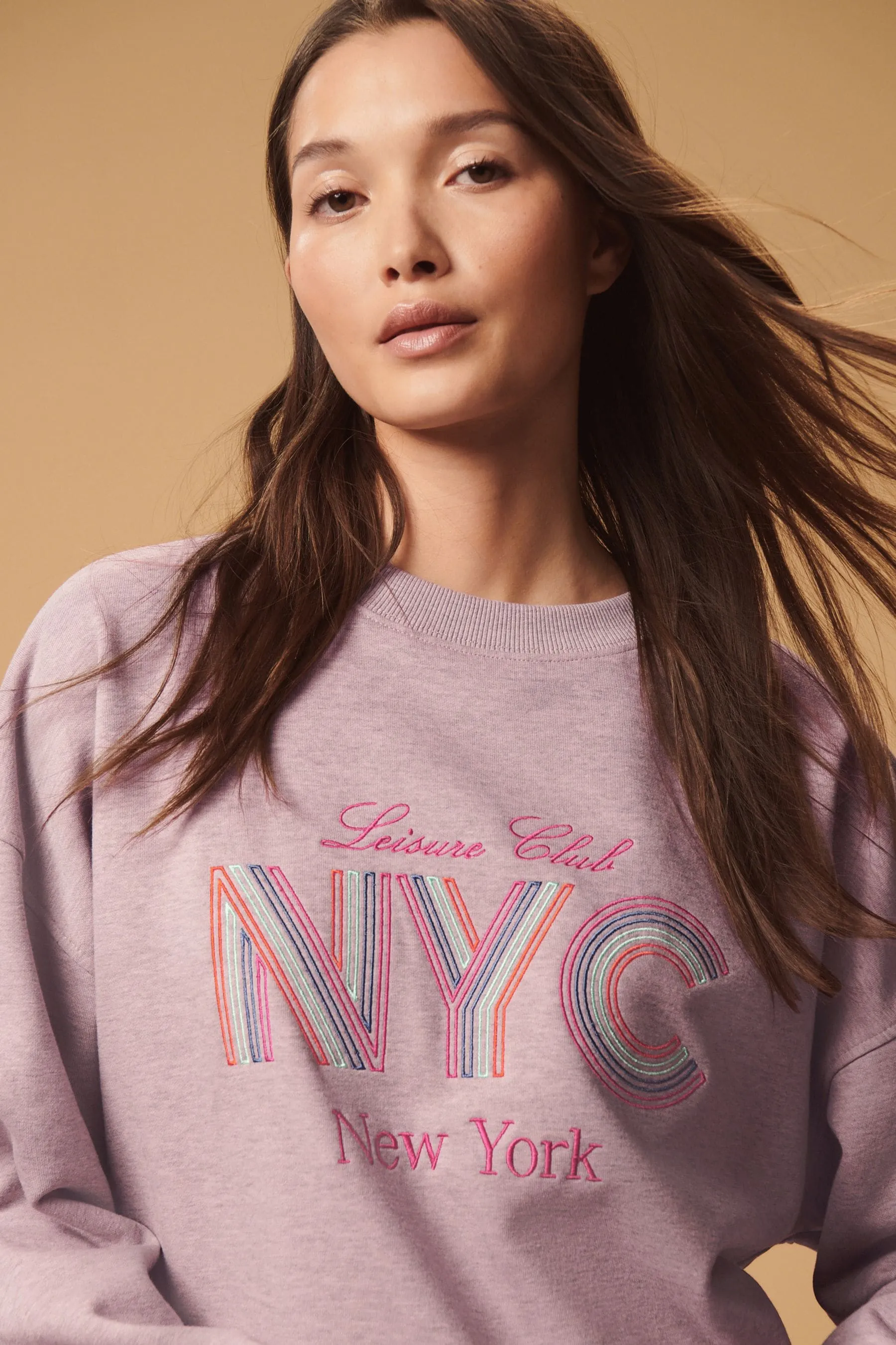 New York City Rainbow City Graphic Slogan Sweatshirt    