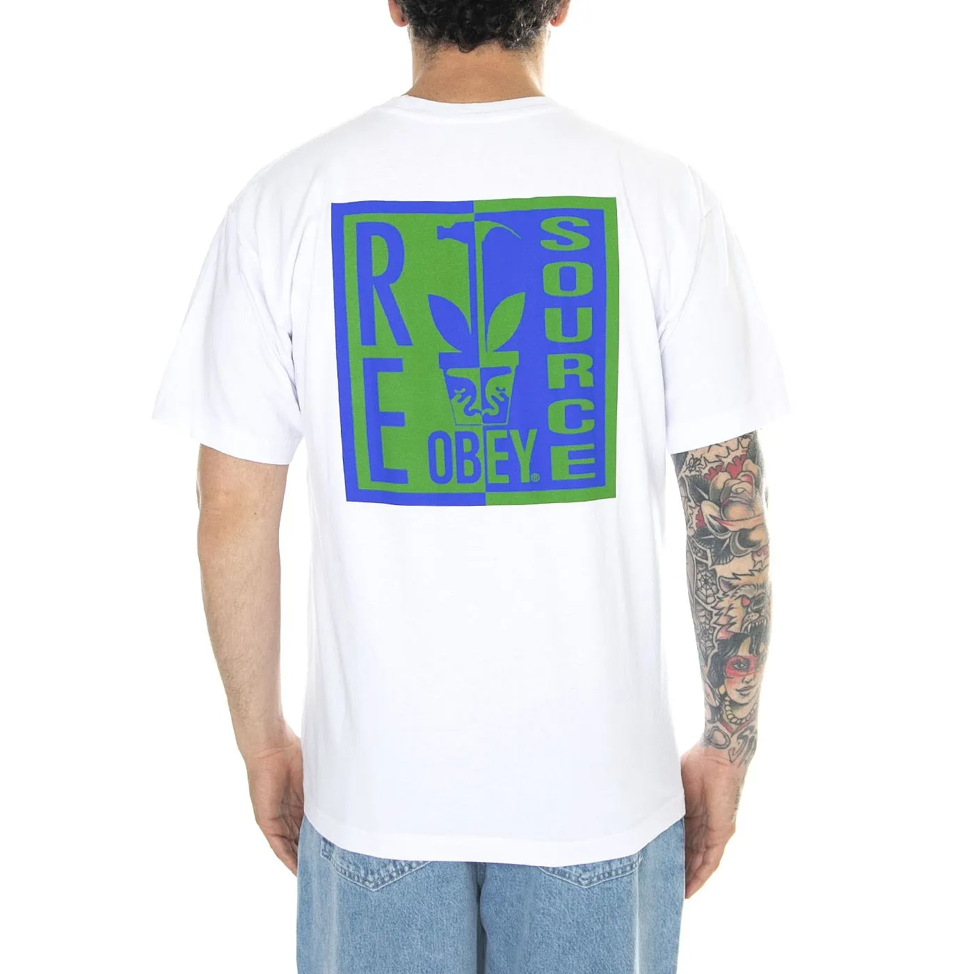 Obey Obey Re-Source Heavyweight Classic Box Tee White - Maglietta Girocollo Uomo Bianca    