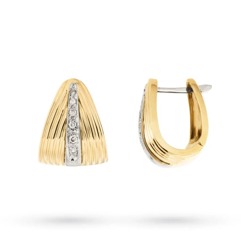 Orecchini boccole oro giallo e bianco diamanti