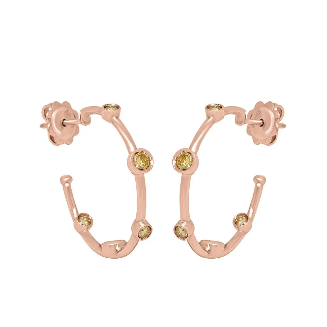 Orecchini in oro rosa e diamanti ct. 0,40