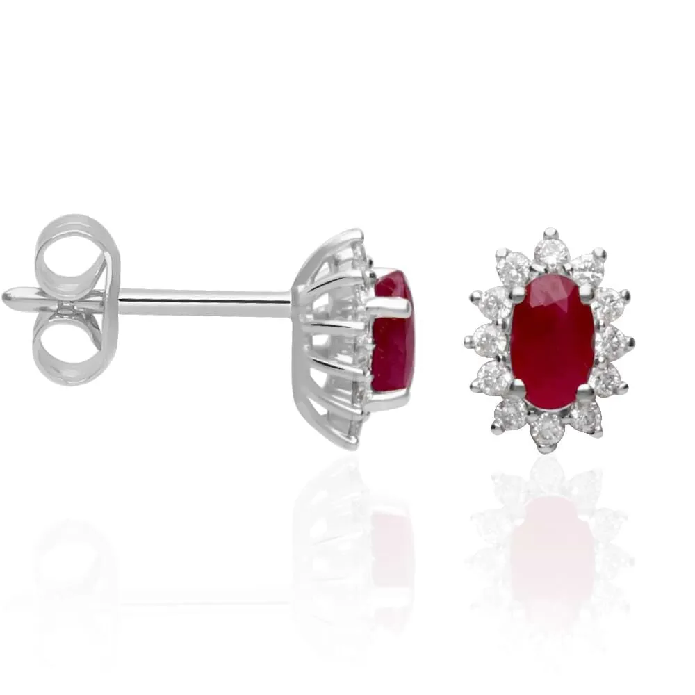 Orecchini Lobo Charlotte Oro Bianco 375/1000 Rubino 0,66 ct Diamante Bianco 0,18 ct 1411924