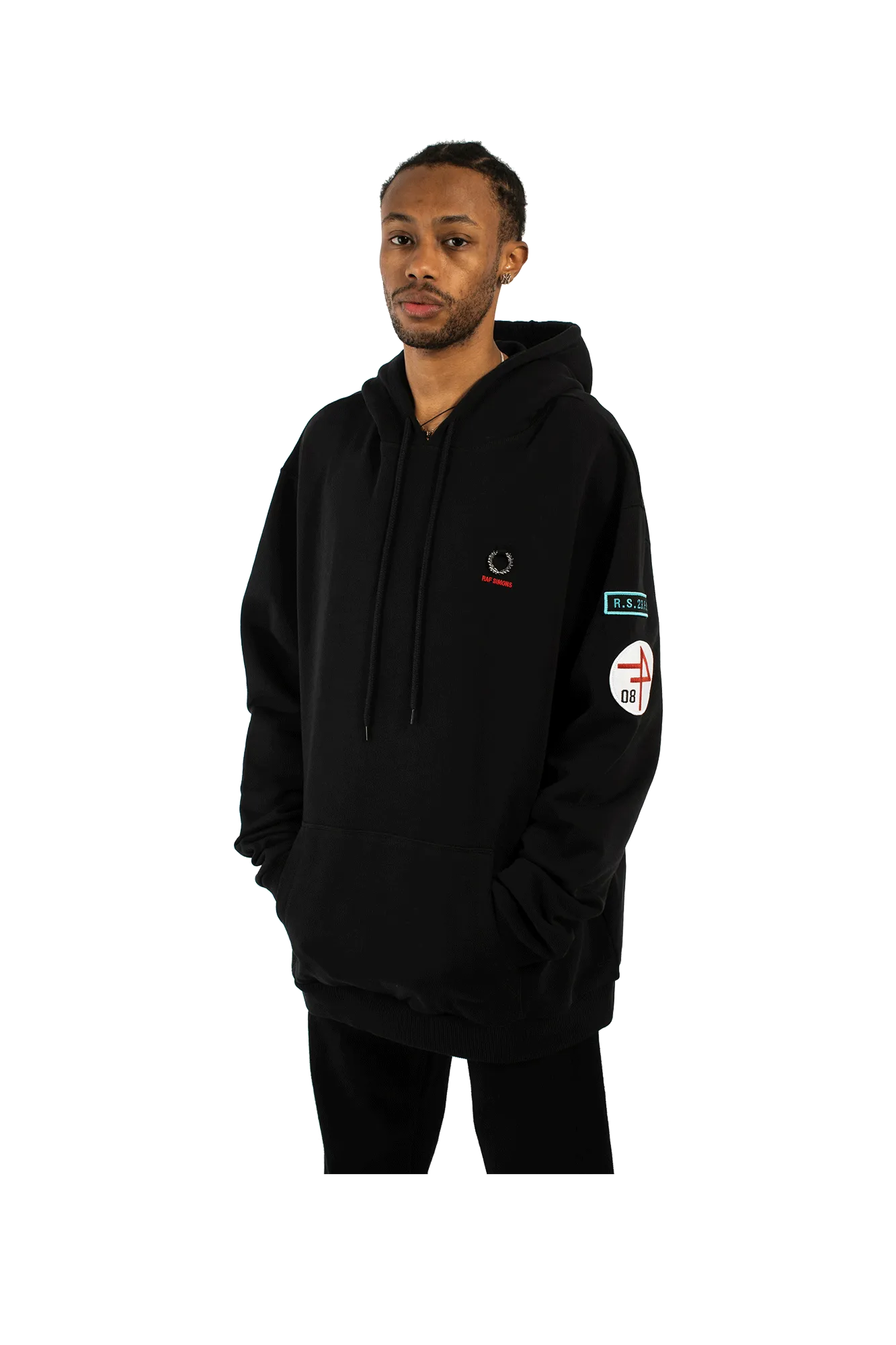 Patched Overhead Hooded Sweatshirt